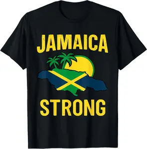 100% Cotton Jamaica Strong I Love Jamaican Flag Heart Women Men T-Shirt