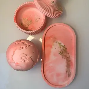 Handmade Set - Jewelry Tray Set, Individually Crafted Resin Crete Tray with Decorative Elements, Unique Design for Jewelry Collection Organiser