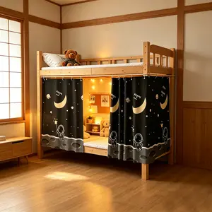 SEMMDA Single Bed Mosquito Net with Mesh Netting, 78x45in Polyester Light-Block 2-Panels Bed Curtain - Breathable Shading Cloth for Student Dorm Bunk Use, Cosmic Print