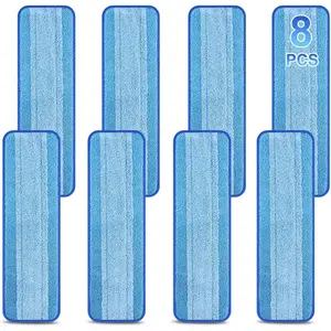 8 Pack 18 inch  Mop Pads Microfiber Spray Mop Replacement Heads for Wet/Dry Mops Compatible with Bona Floor Care System