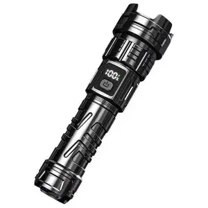 Heavy-Duty Aluminum Alloy Outdoor Flashlight with Power Indicator, Adjustable Focus Handheld Torch for Night Fishing, Garage Repair & Power Outage Camping LED Work Light garden patio living room cordless hood light indoor space super bright powerful