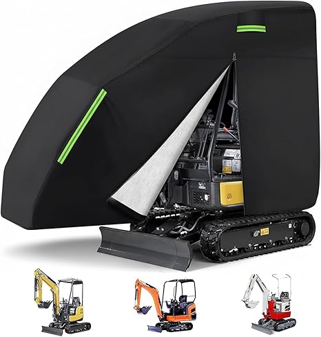 Mini Excavator Rain Cover,Made of 420D Oxford Cloth, Anti-UV Sun Rain Snow with Zipper Door Windproof,Mini Excavator Cover for Bobcat/Kubota/John Deere/Yanmar/Takeuch
