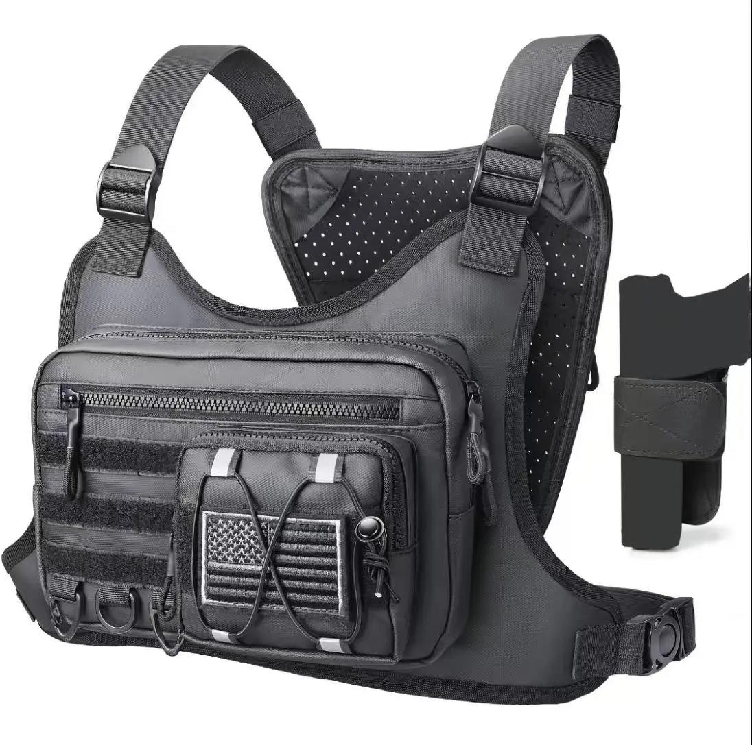 Chest Bag for Men Women, Tactical Chest Rig withHolster, Sport Chest Pack for Outdoor, Running Vestfor Hiking, Cycling, Travel, Workouts, EDC TrainingJogging Equipment Men's Accessoriestiktokshopbacktoschool,back to school,back toschool haul