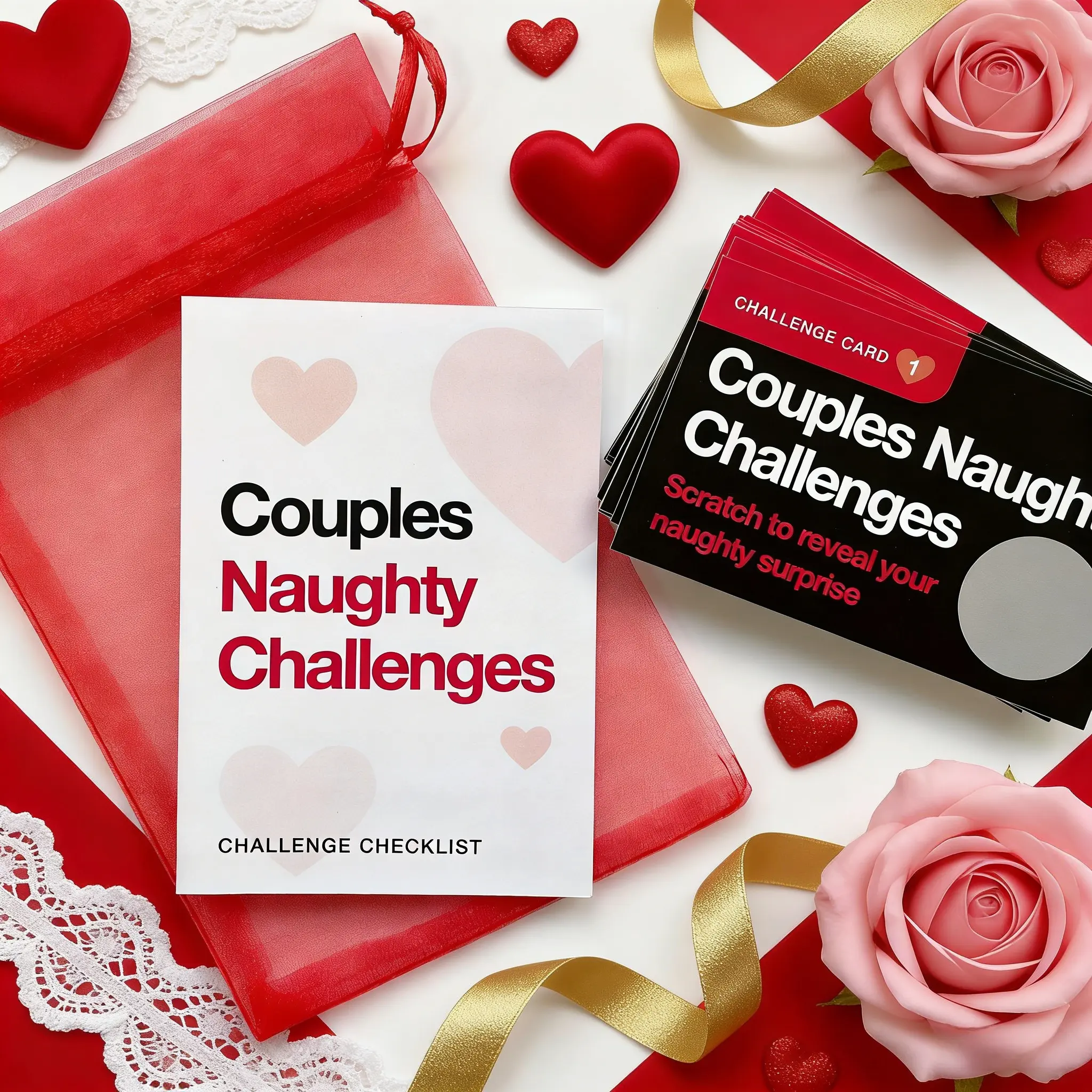 Couples Scratch Challenge Tabletop Game - No Battery Needed, Instant Party Fun, Romantic Accessories, Anniversary Gift, Board Game Add-Ons, Baby Shower Favors