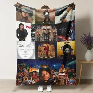 Michael Jackson Album Discography Throw Blanket For Fans Soft Cozy Flannel Plush Blanket King Of Pop Retro Music Design Lightweight Warm Blanket For Couch Bed Sofa Bedroom Decor MJ Music Lover Gift 2026
