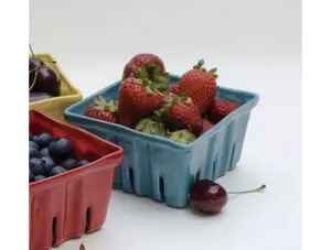 Turquoise Ceramic Berry Baskets - 2 sizes