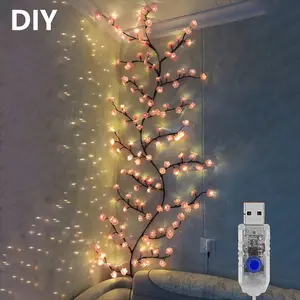 LED Tree Lights Rattan Lamp Cherry Blossom Atmosphere Indoor Decoration Modeling Lamp Bendable Atmosphere Color Light