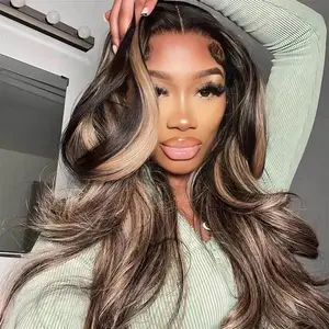 Mscoco Glueless Balayage Honey Blonde Highlight Human Hair Wig 1B 22 Body Wave & Straight Lace Wig 6x5 Wear And Go HD Lace Wig