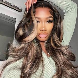 Mscoco Glueless Balayage Honey Blonde Highlight Human Hair Wig 1B 22 Body Wave & Straight Lace Wig 6x5 Wear And Go HD Lace Wig Preplucked Wig