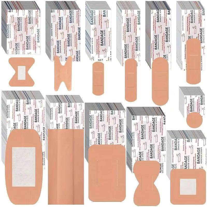 180/360pcs Flexible Fabric Adhesive Bandages Small Breathable Fingertip Bandages Cloth Elastic Knuckle Bandages Various Sizes Spot Bandage For First Aid And Care (12 Assorted Sizes)