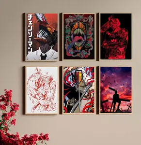 Chainsaw Man Poster Set Unique Designs for Anime Fans Wall Decor for Bedroom Office Living Room Enhances Aesthetic