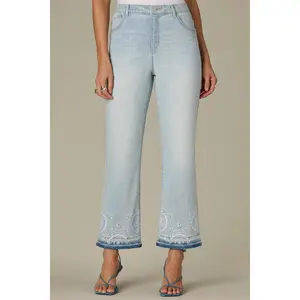 Bennett High Rise Embroidered Clean Finish Hem Petite Barely Boot Jean