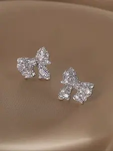 Elegant Bow Stud Earrings for Women, Glass Rhinestone Design, Perfect for Daily Wear & Parties, Fashion Jewelry Gift Idea, High Quality Earrings