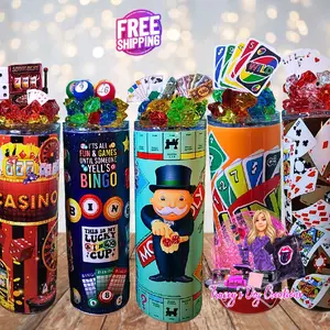 Stainless Steel Game Ice Toppers 20 oz with Removable 3D Ice Lid, Metal Straw & Slot Machine Casino Faux Ice Tumbler - Bottle