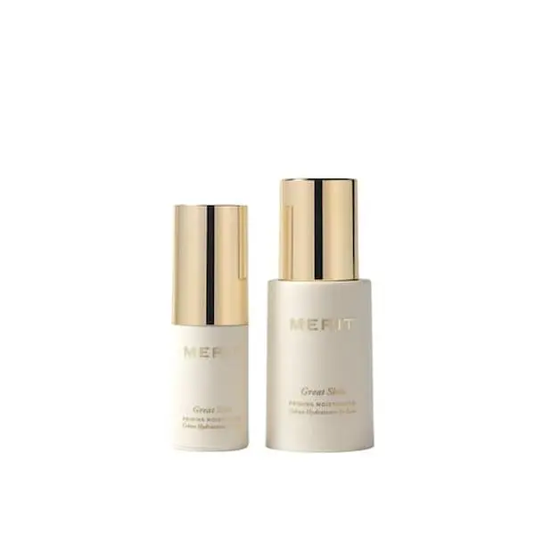 MERIT Mini Great Skin Priming Moisturizer, Vegan Oat Cream with Lightweight Hyaluronic Acid Formula, Hydrate, Moisture, Redness, Soothing, Dry, Hydrating, Moisturizing, Face, Cruelty Free, Time Release, Oat Extract, All Skin Types, Hydration, Firming