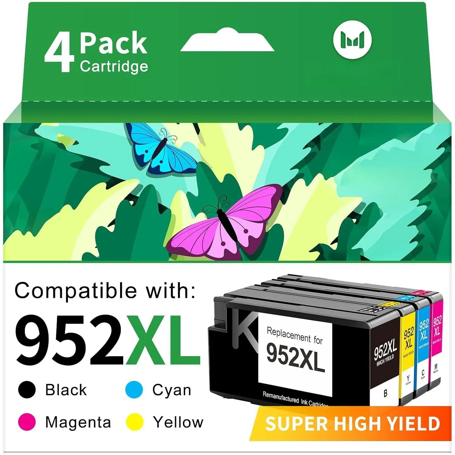 952XL Ink Cartridges Combo Pack  for  952XL 952 Ink Cartridges Compatible for  Officejet Pro 8710 7740 8720 8210 8715 8740 8725 Printers (Black Cyan Magenta Yellow,4 Pack)