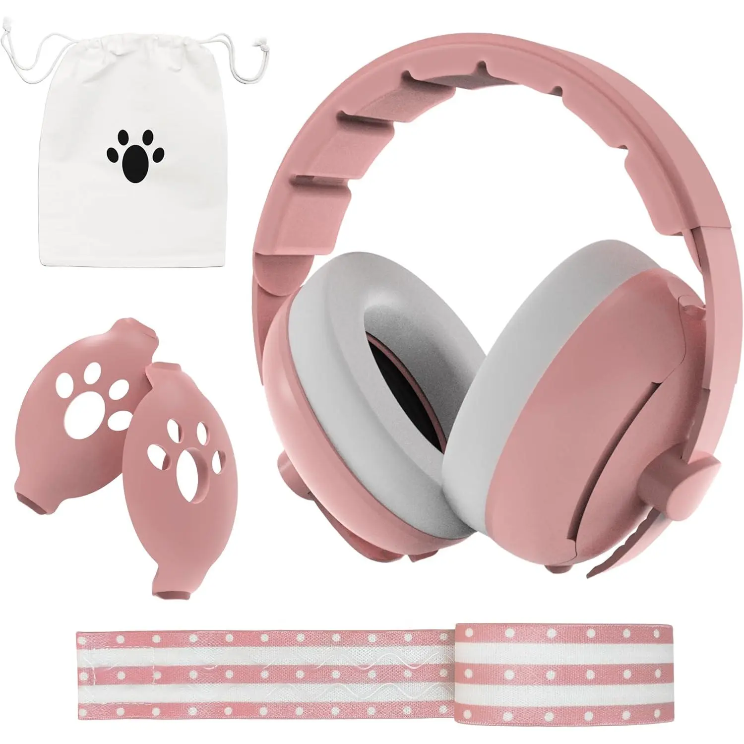 2-in-1 Audio Eardefenders & Noise Cancelling Headphones, Synthetic Material, Adjustable Stretchy Strap, 1 Size Fit