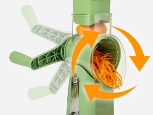 SUSTEAS Rotating Food Grater Chopper with Handle, with 5 Well-Designed Blades and Strong Suction Cup Base, Comes with 1 Blade Storage Box Vegetable Cutting Slicer Vegetable Slicer Dicer Kitchen Utensils Vegetable Fruit Cutter