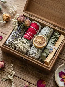 Sage Smudge Sticks, Natural Herbal Bundles with Flowers & Botanicals