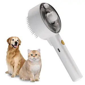 Pet Steam Brush for Dog & Cat – 3-in-1 Spray Hair Removal Comb,with ultraviolet sterilization, for Shedding & Grooming, Softens Fur & Reduces Static – Water Brush for Long & Short Coats, Bath-Hating Pets