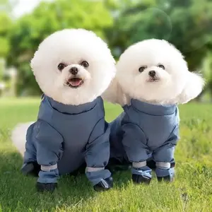 Waterproof Dog Raincoat Four Legs Full Body Coverage Durable Pet Anti-Dirt Clothing Grey Memory Fabric Ideal for Outdoor Walking