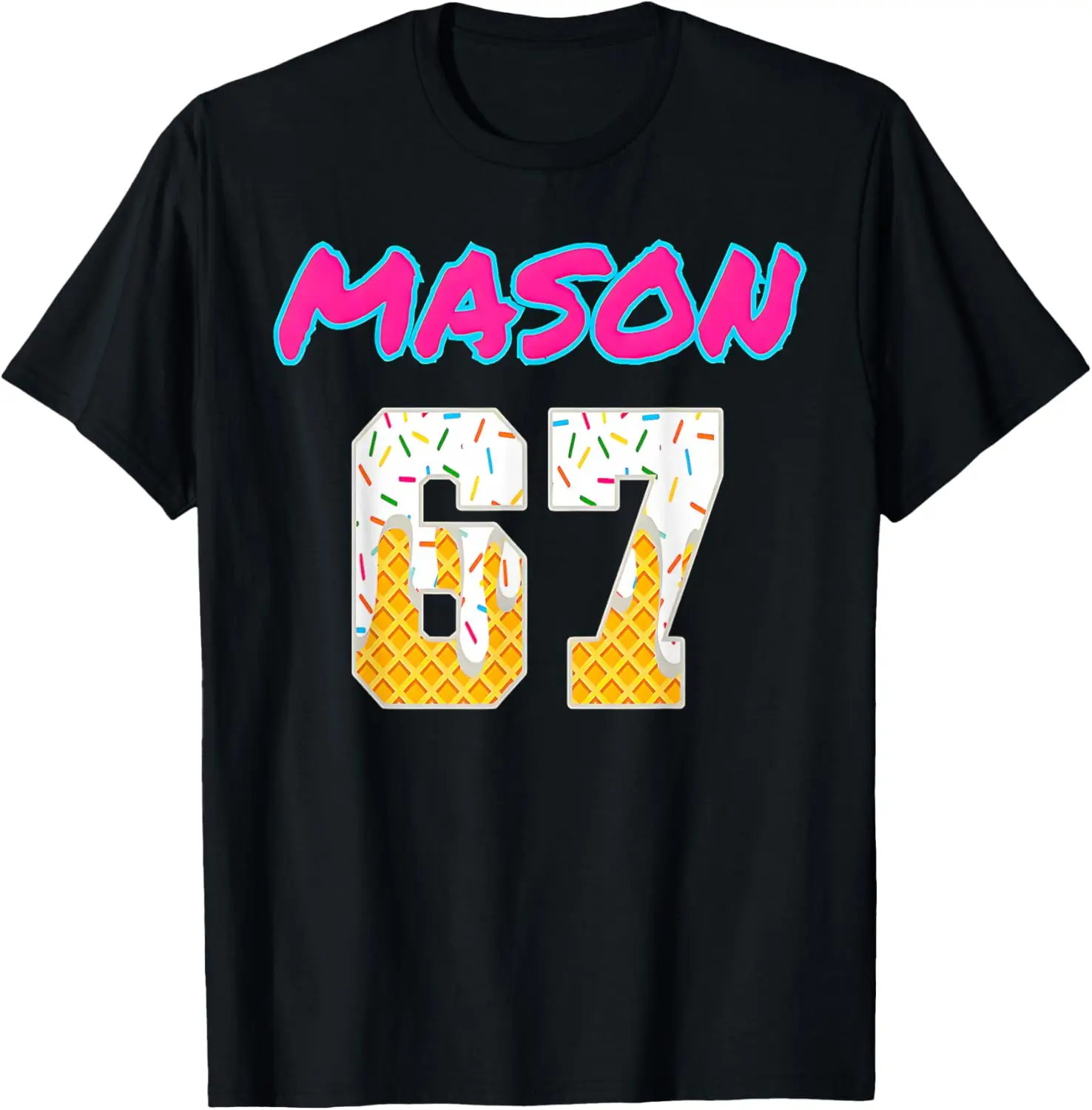 Women's 100% Cotton Short-Sleeve Everyday Crew Neck Casual Distressed Mason 67 Graphic Baseball Meme Slang Viral Trend T-Shirt - Vintage, Wide Size Range, Women's Tops