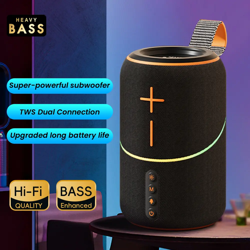 Newest Portable Wireless Speaker for Outdoor Camping, Mini Compact Cylinder Sound System with RGB Light, Convenient Travel Audio Player, Dynamic Bass Stereo Box for Backyard Picnic Parties