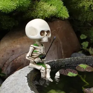 Creative Skeleton Design Fishing Ornament, 1 Count Fish Tank Aquarium Landscaping Decoration, Fish & Aquatic Supplies, Halloween Decor