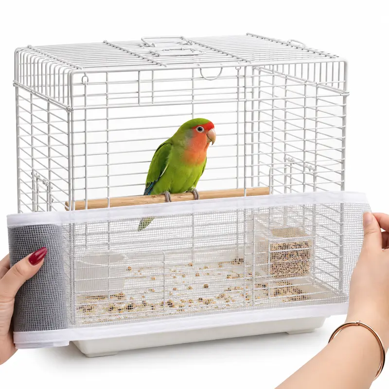 Bird Cage Seed Guard Mesh Tape - Self-Adhesive, Cut-to-Fit Mess Guard for Small Parrots (Parakeets, Budgies)