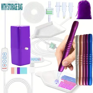 Diamond Painting Vacuum Pen Set, Colorful Metal Pens, 2 Diamond Painting Tips, Storage Bag, Nail Art Tool Kit, Diamond Art Tools, Diamond Painting Kits, Perfect for Complex Designs