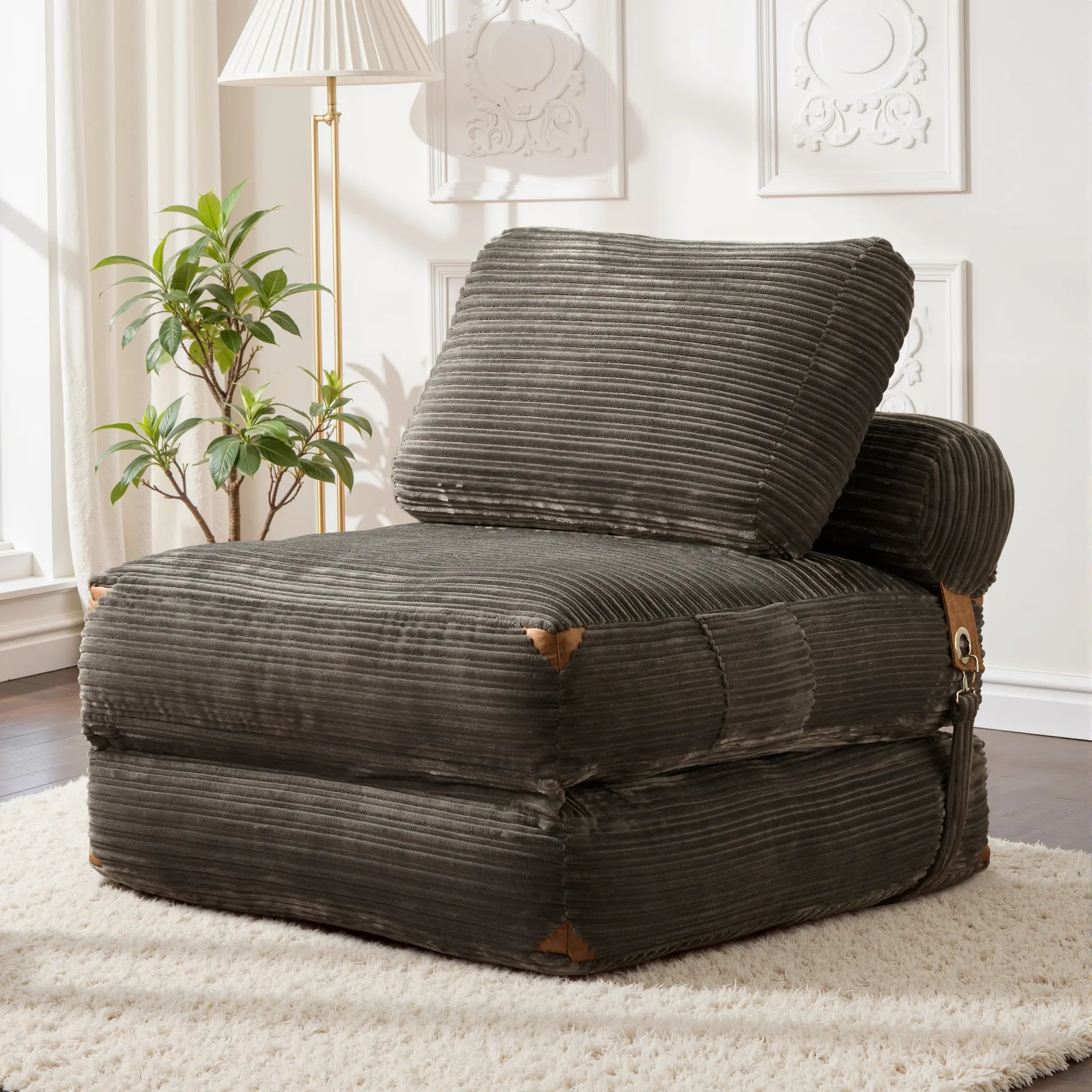 Folding Sofa Bed, Convertible Sofa Bed with High-Density Support Foam, Portable 4 in 1 Fold Out Chair to Floor Lounger, Versatile Floor Couch for Living Room Bedroom Apartment Office