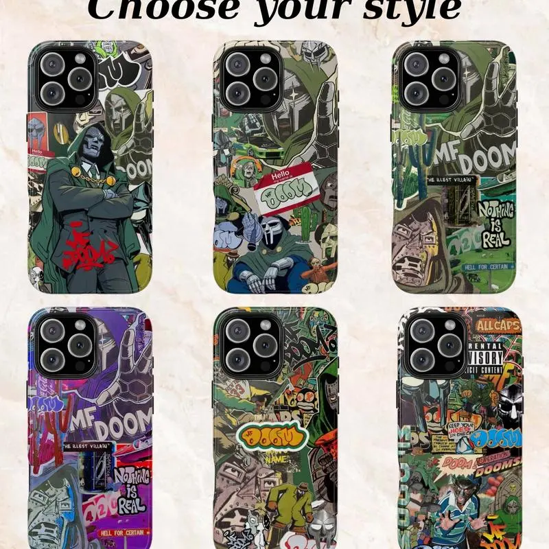 MF DOOM Rapper Smartphone Case - Iconic Mask Aesthetic, Tough Shockproof Protective Cover, Fan Gift, Cellphone Accessories for Handheld Devices Compatible with iPhone 11-17 Pro Max/Plus & Samsung Galaxy S23-25