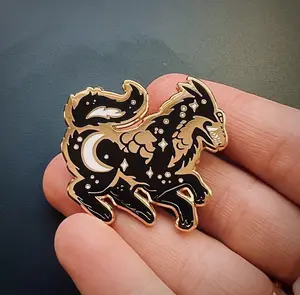 Celestial Hellhound Enamel Pin - Witchy Design, Gold and Black Lapel Pin, Dog Lover Gift for Any Occasion