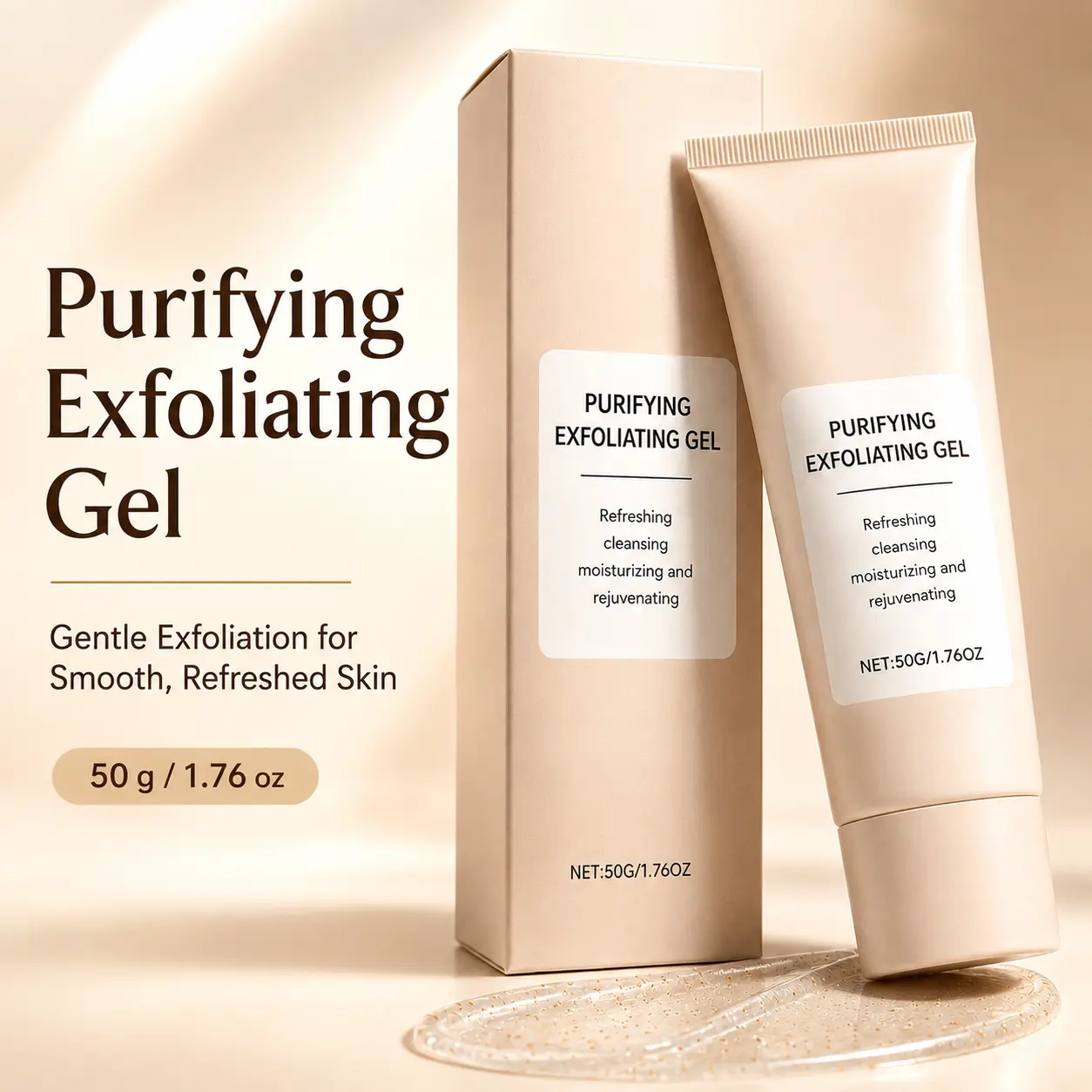 Gentle Exfoliating Gel, 50g Facial Peeling Gel for Dead Skin & Surface Buildup, Hydrating Face Exfoliator for Smoother, Refreshed-Looking Skin