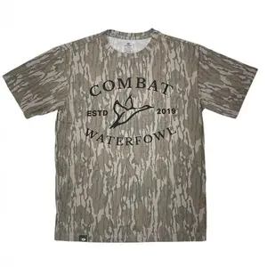 Mossy Oak Camo Tee Combat Logo in Bottomland, Camo All Over Print Shirt,