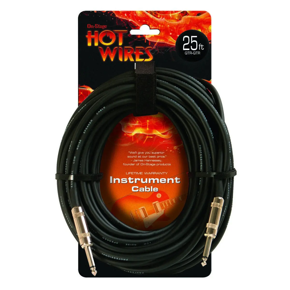 On-Stage IC-25 25' Instrument Cable with QTR-QTR Connector