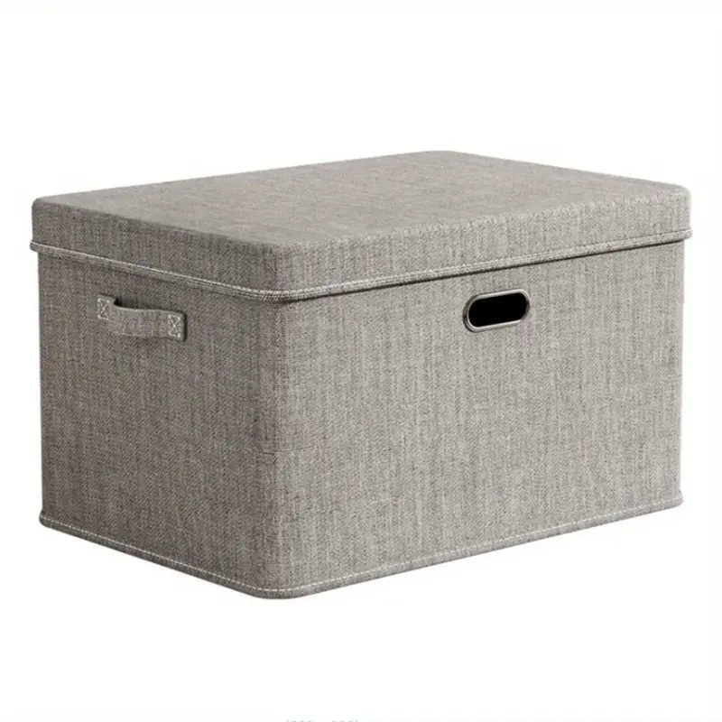 High-Quality Large Linen Fabric Foldable Storage Boxes with Detachable Lids And Handles, Organizer Containers, Basket Cubes, with Lids, Suitable for Bedrooms, Wardrobes, Offices, Gray, Under-Bed Storage