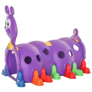 Caterpillar Play Tunnel, Toddler Tunnel for Kids Crawl and Climb Through, Kids' Play Structure Indoor Outdoor, 2 Sections, Purple