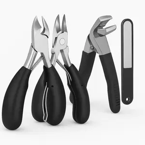 Stainless Steel 4-Piece Nail & Toenail Clipper Set - Extra Large Wide Mouth Opening, Ergonomic Handle, Thick Nails Care Tools for Seniors, Youth, Daily Manicure & Smooth Trimming