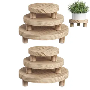 kitchenware Wood Stand Indoor, 3 Pcs Wood Risers for Display Wooden Round Soap Riser