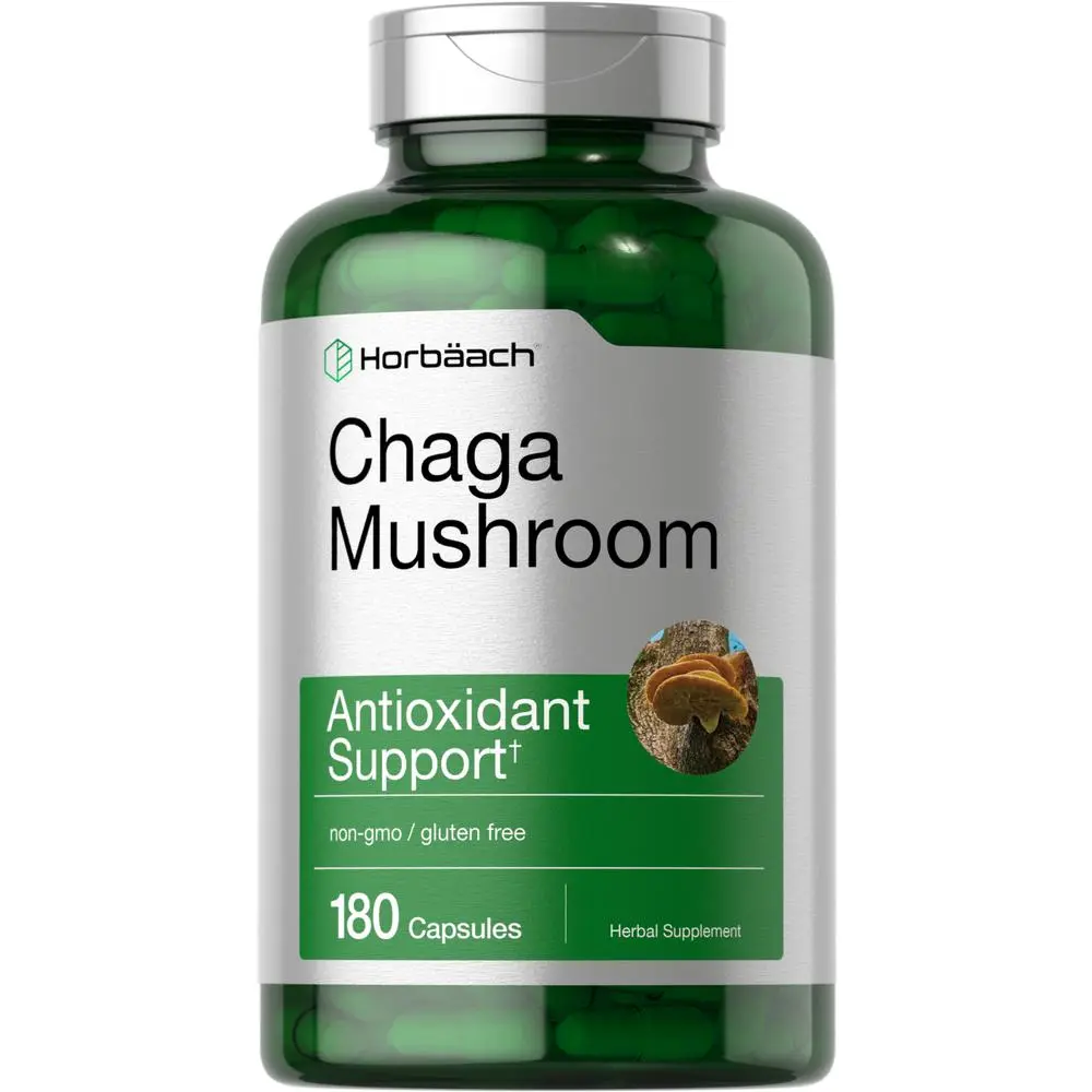 Horbäach Chaga Mushroom Capsules | 180 Count | Non-GMO & Gluten Free Supplement