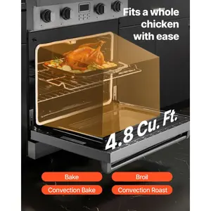 VEVOR Gas Range Oven, 35.9 Inches Width, Freestanding Stainless Steel Stove and Oven with 6 Sealed Cooktop Burners, Easy Reach Racks, Halogen Light, 6.0 Cu. Ft. Capacity, for Apartment, Home, Kitchen