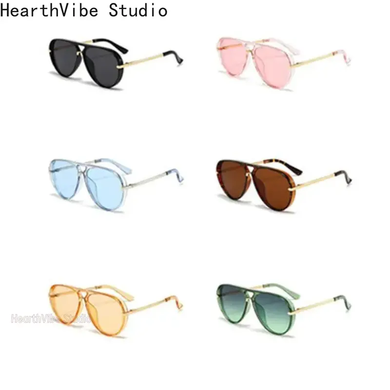 2026 New UV400 Lens Classic Aviator Unisex Sunglasses - Oversized Large Frame, Plastic Polycarbonate, Trendy Casual, Multiple Colors (Neon Green, Black, Pink, Blue, Red, Brown) - Sports & Outdoor Eyewear Accessory