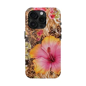 Leopard Print Phone Case – Bold Animal Print Aesthetic in Pink, Blue, Beige & Brown – Trendy Safari Pattern for iPhone
