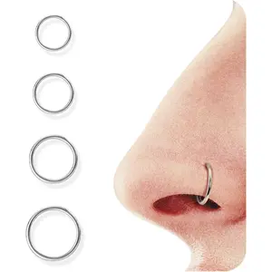 4/5/8 pcs 16G/18G/20G 316L Surgical Steel Hinged Nose Rings Hoops Lip Septum Rings Helix Conch Rook Cartilage Tragus Earrings Piercing Jewelry Black Silver Gold Nose Rings for Women Men