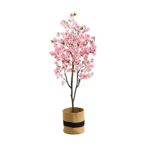 Nearly Natural 6-ft Artificial Cherry Blossom Tree with Basket