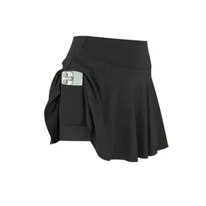 1pc Women Plus Size Sports Skirt, High Waist Workout Running Fitness Tennis Skirt, Casual Fashion 2 In 1 Skirt With Pockets