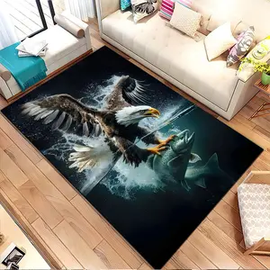 Eagle catching fish in water. Printed pattern home carpet, suitable for living room, bedroom, kitchen mat, home decoration, carpet, and suitable as a holiday gift for family and friends