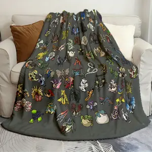 Stylish Blanket Monster Hunter Classic Quilts Flannel Throw Blanket warm blanket soft and comfortable blanket travel blanket birthday gift Figure Print Blanket Cartoon Pattern Blanket
