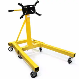 XtremepowerUS Engine Stand 2,000 lbs Folding Motor Hoist Dolly Mover Auto Repair Heavy-Duty All-Steel Construction Reinforced Steel Neck